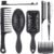 SIMPOR 7 Pcs Wig Brush Set for Synthetic Hair for Hair Extensions and Wigs | SIMPOR Black Loop Brush, Wig Comb Kit, Includes Rat Tail Comb, Edge Brush, Paddle Detangler for Human Hair Wig Weaves Styling