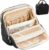 Makeup Bag, Large Capacity with Room for Brushes and Mirror, Travel Makeup Organizer, Portable Standing Make Up Case, Waterproof Cosmetic Toiletry Bags with Handle, Color Black