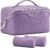 BOYATU Travel Makeup Bag Cosmetic Bags for Women: 3 Pcs Set Make up Bag | Large Capacity Waterproof Vegan Leather Organizer Bags with Compartments – Lay flat Toiletry with Handle (L01 Purple)